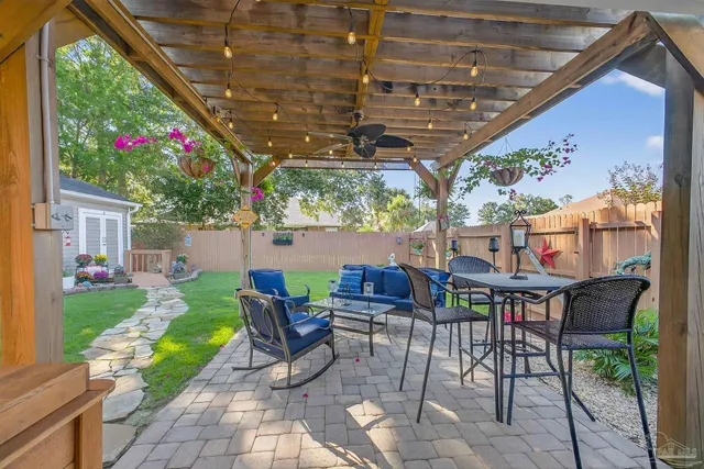 a view of a backyard with a garden