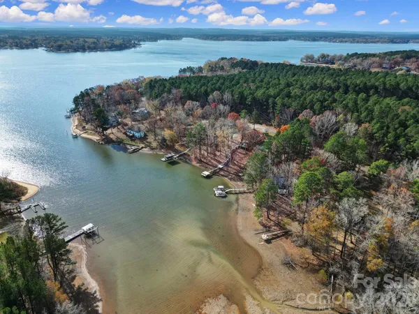 a view of a lake from a yard