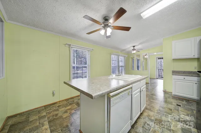 a kitchen with a sink appliances and a counter top space