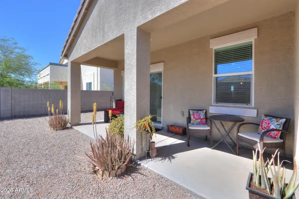 a view of outdoor dining space with a patio