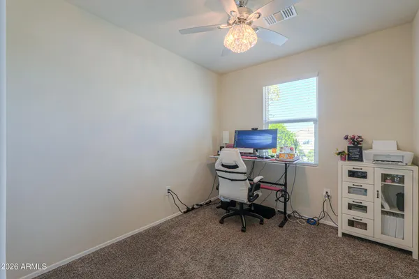 a workspace with furniture