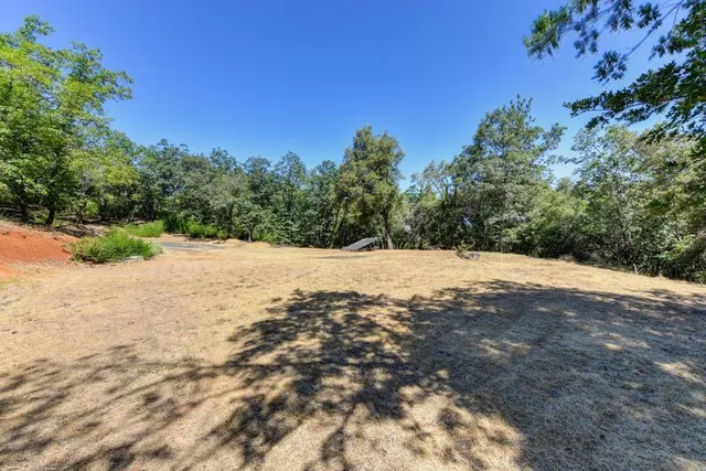 a backyard of a house with lots of green space