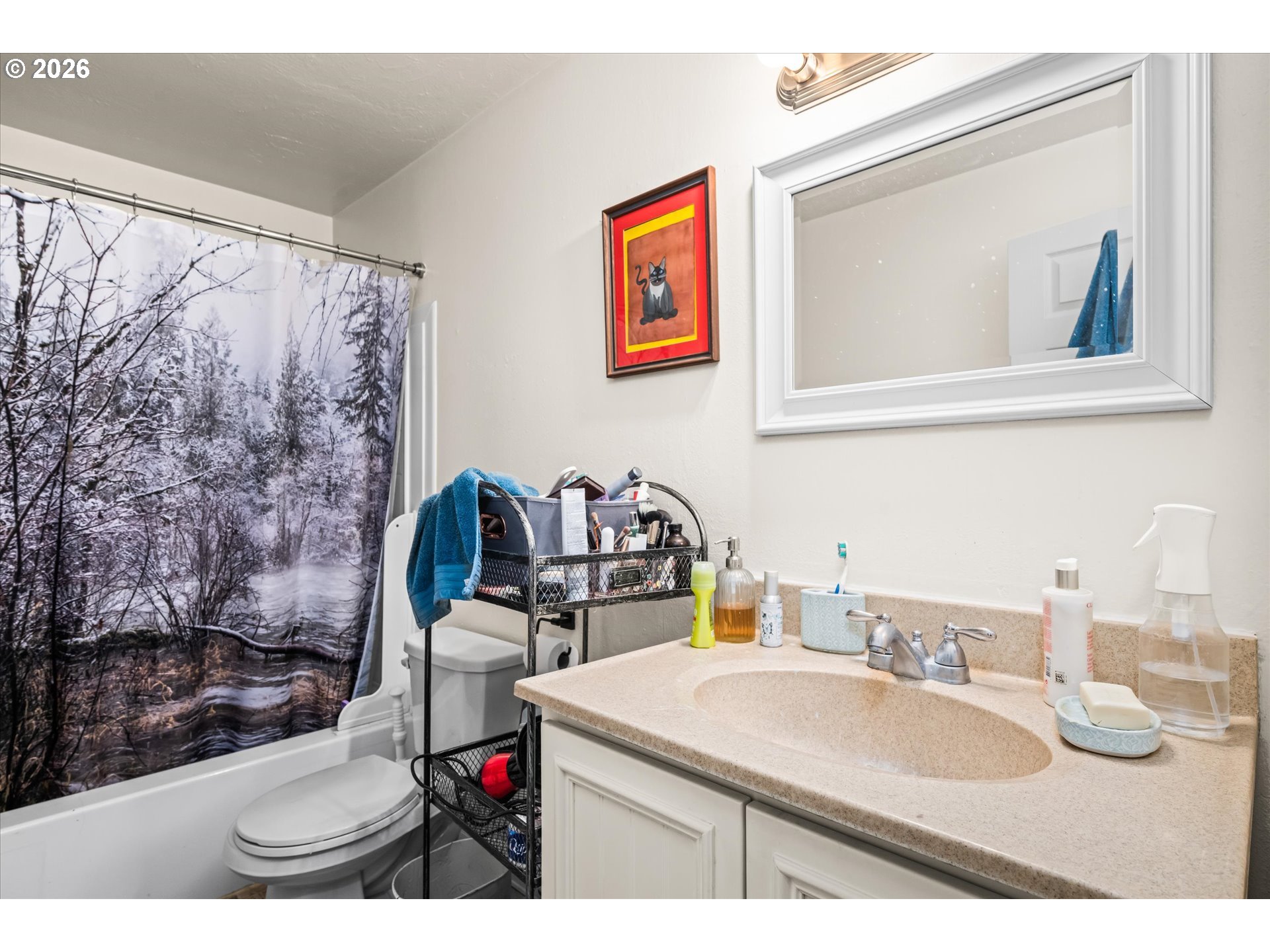 2145 Hawkins Lane Eugene, OR 97405 - Photo 16 of 38 a bathroom with a sink a toilet and a mirror