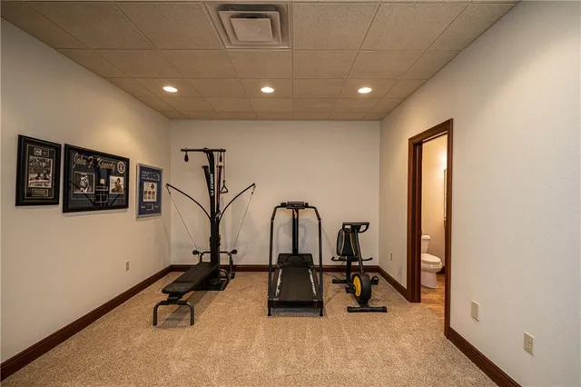 a view of a room with gym equipment