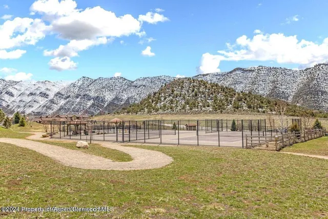 a view of a yard with a wooden fence