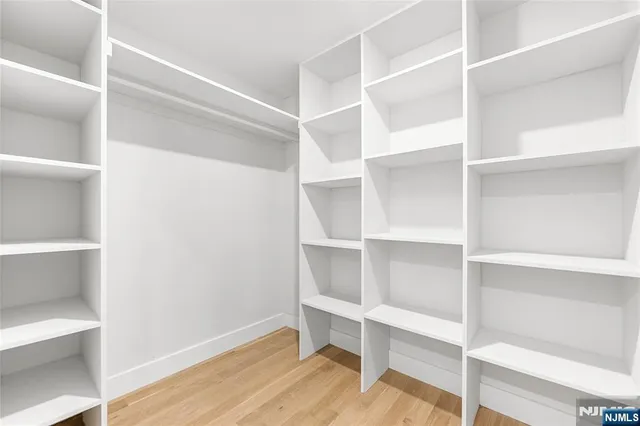 a view of an empty walk in closet
