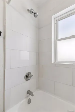 a bathroom with a bathtub