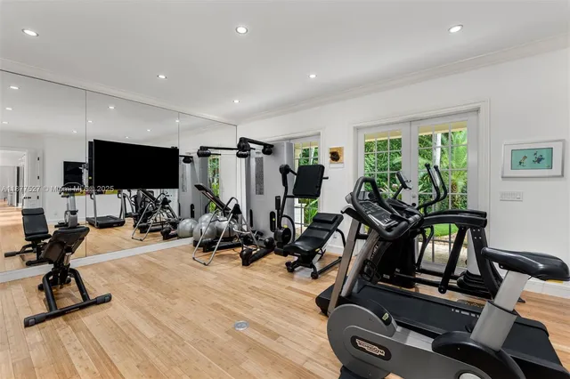 a view of a room with gym equipment