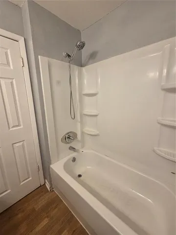 a bathroom with a bathtub