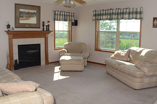 16732 Trask Bridge Road Pecatonica, IL 61063 - Photo 10 of 17 a living room with furniture and a fireplace