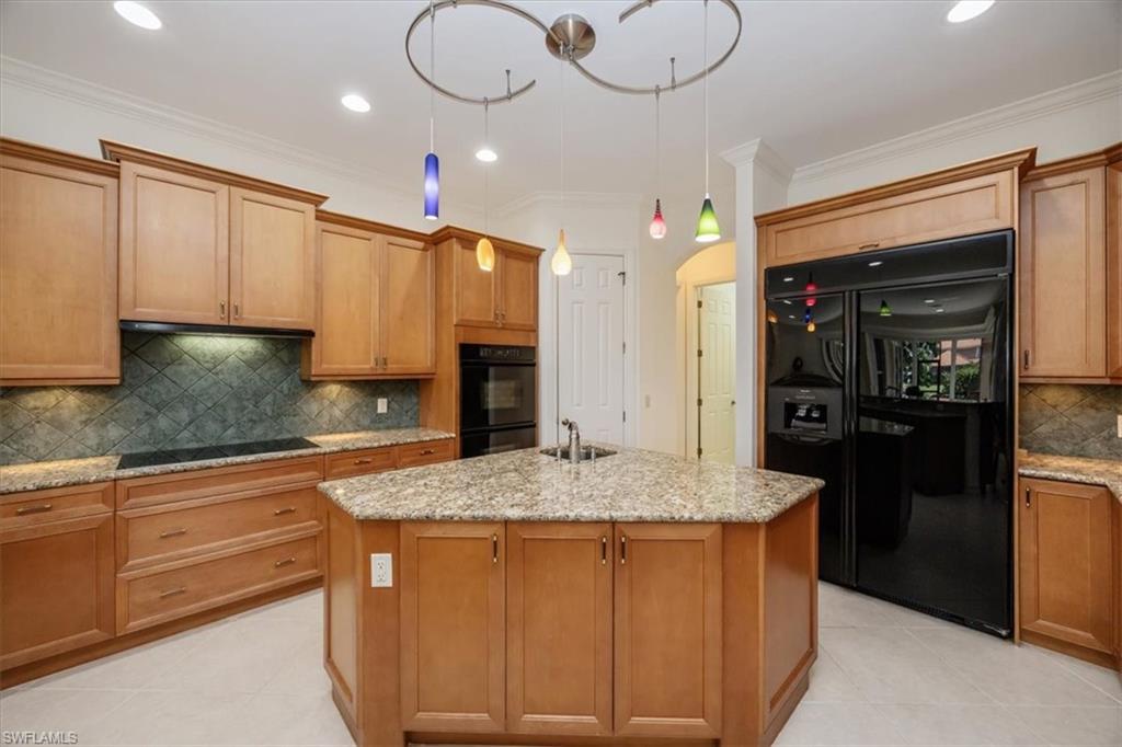 4971 Rustic Oaks Circle Naples, FL 34105 - Photo 14 of 50 a kitchen with stainless steel appliances granite countertop a sink refrigerator and cabinets