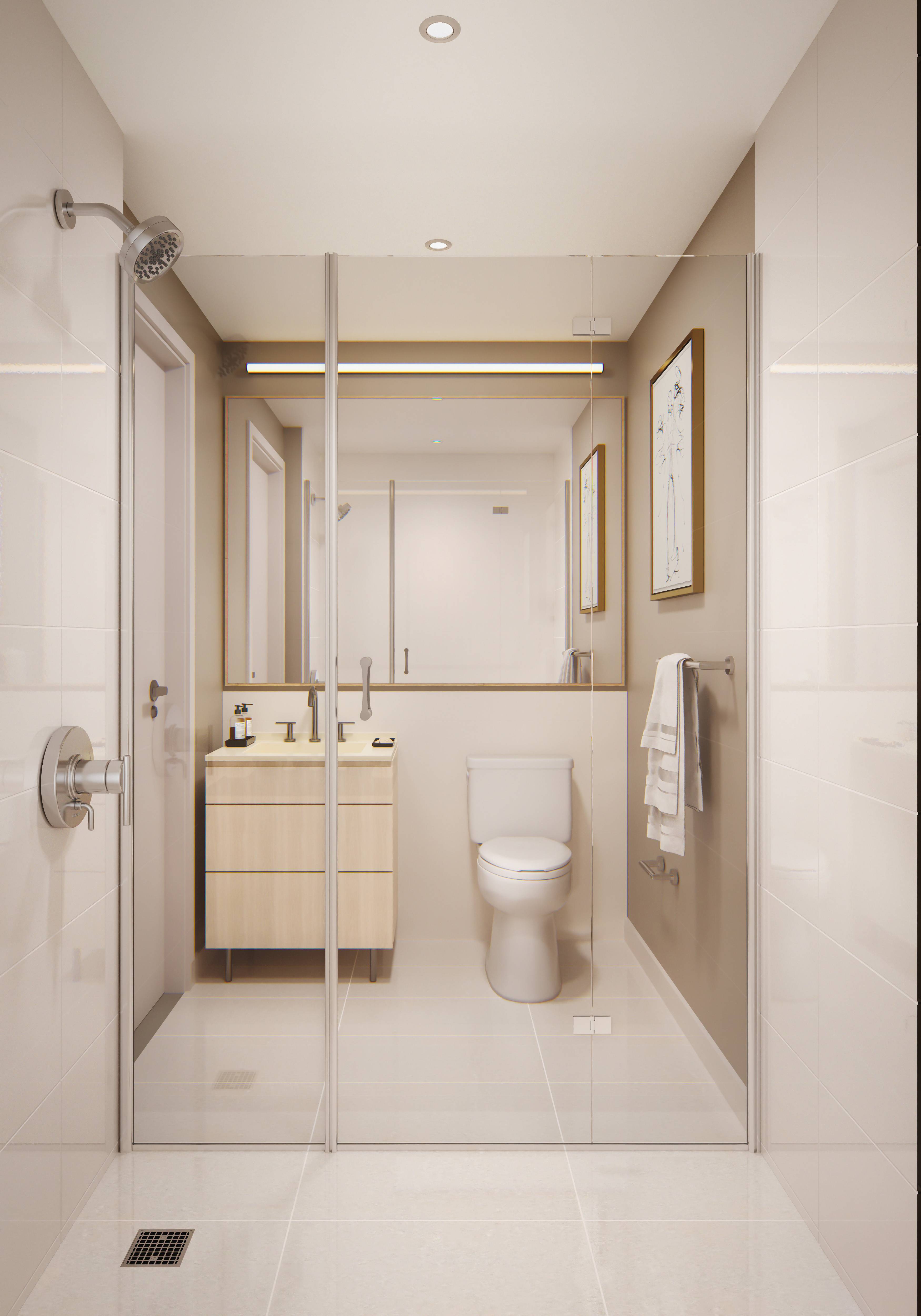 240 3rd Avenue, Unit 6D Brooklyn, NY 11217 - Photo 10 of 12 a bathroom with a sink a toilet and shower