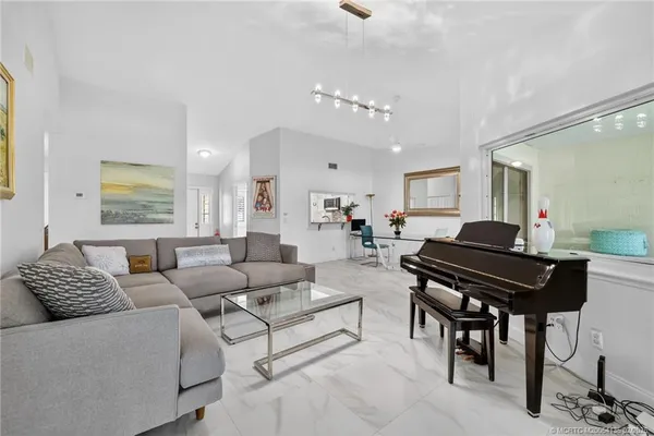 a living room with furniture
