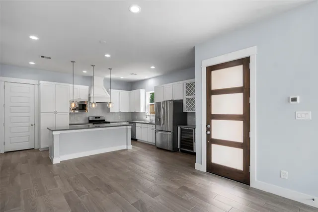 an empty room with windows