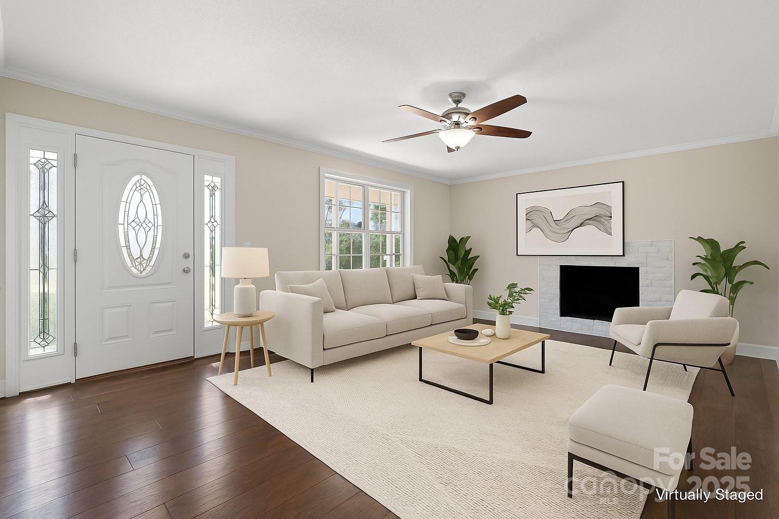 5613 Springs Road Conover, NC 28613 - Photo 6 of 23 a living room with furniture a fireplace and a window