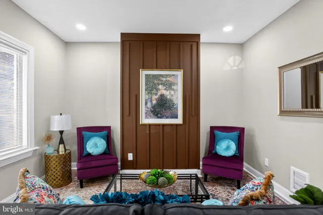 a living room with furniture