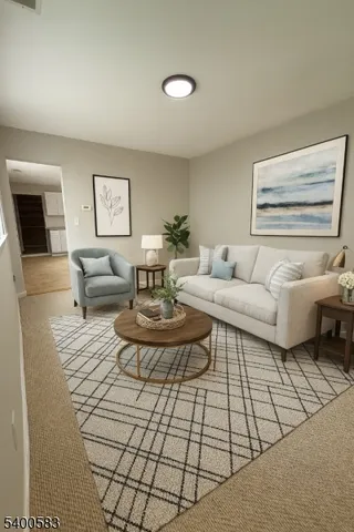 a living room with furniture