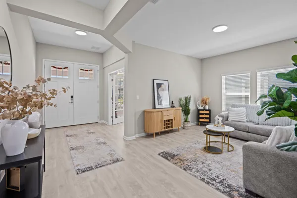 a living room with furniture
