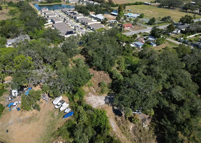 a view of a forest with a house