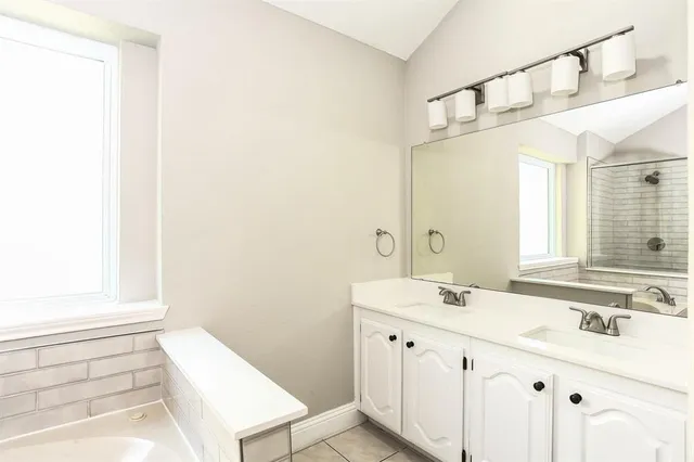 a bathroom with a sink a vanity and a mirror