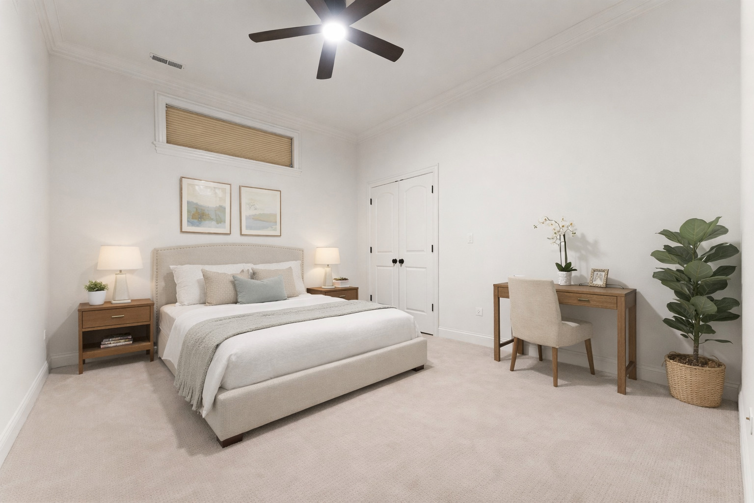 3716 North Kenmore Avenue, Unit 1 Chicago, IL 60613 - Photo 18 of 26 a bedroom with a bed and a chandelier