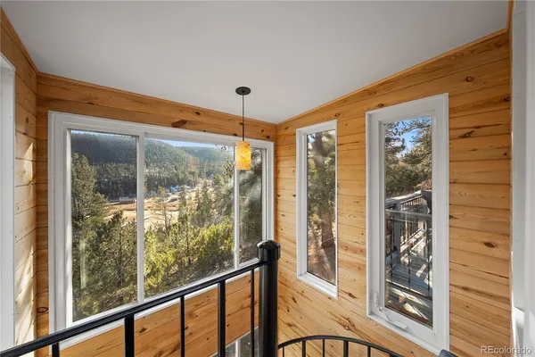 a view of a glass door with a glass door