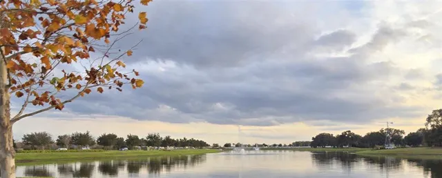 a view of a park with slide
