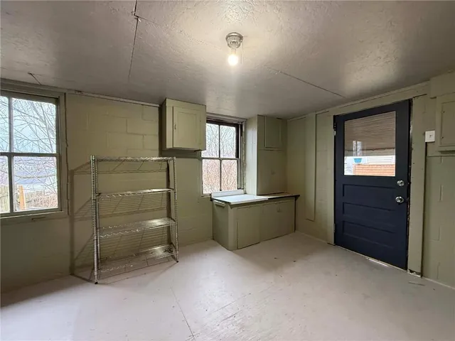 a room with window and closet