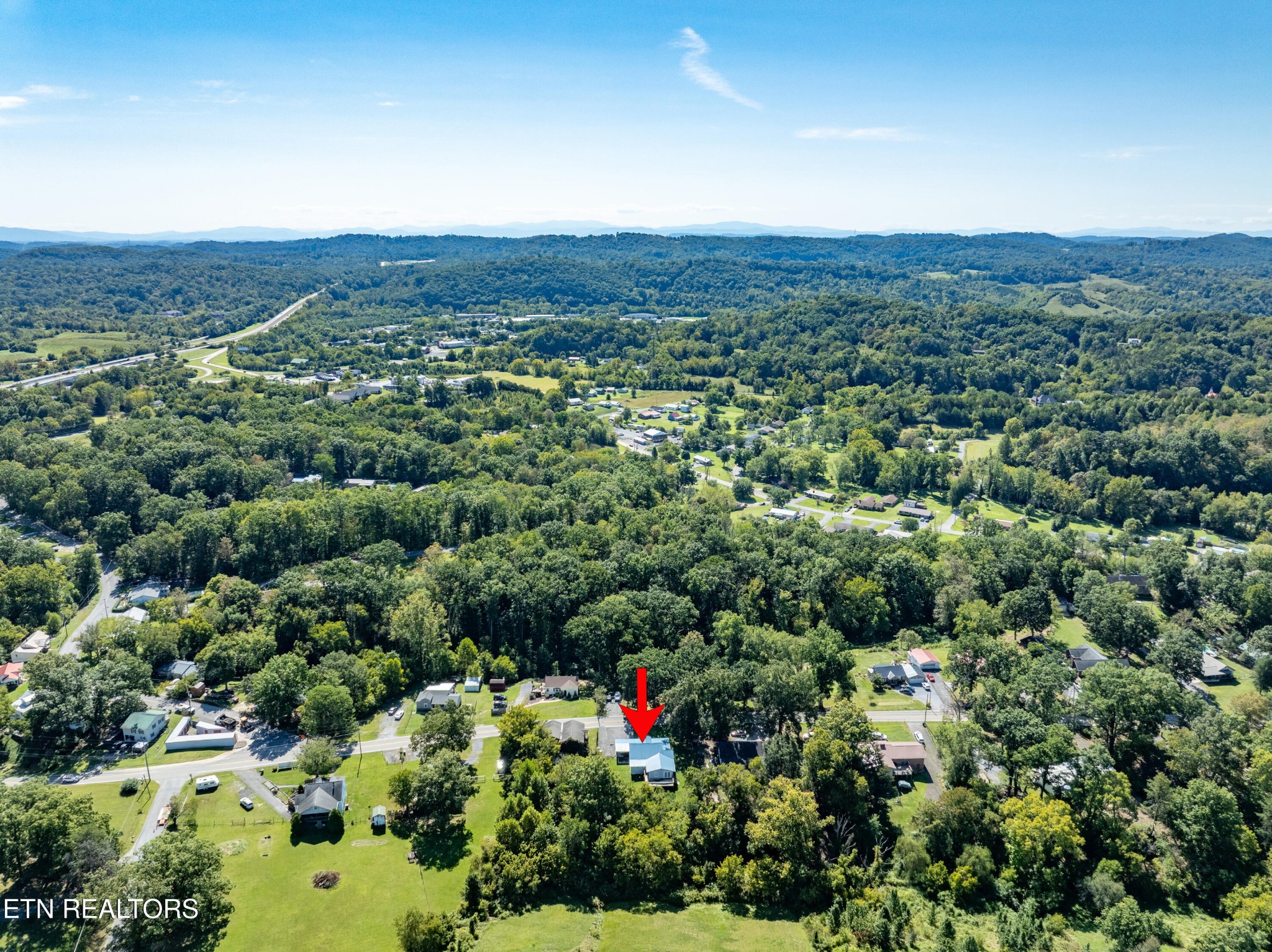 2316 Reservoir Road Kingsport, TN 37660 - Photo 19 of 22 an aerial view of green landscape with trees houses and mountain view