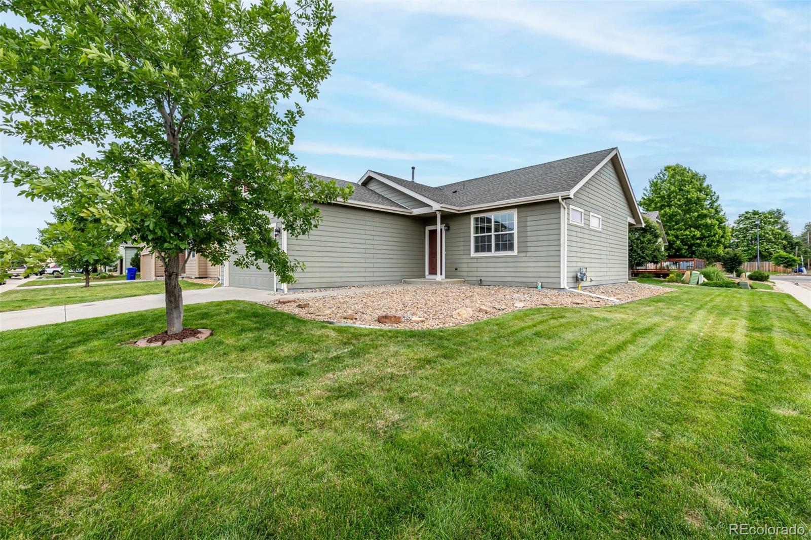 268 Naples Street Firestone, CO 80520 - Photo 3 of 34 a backyard of a house with plants and large tree