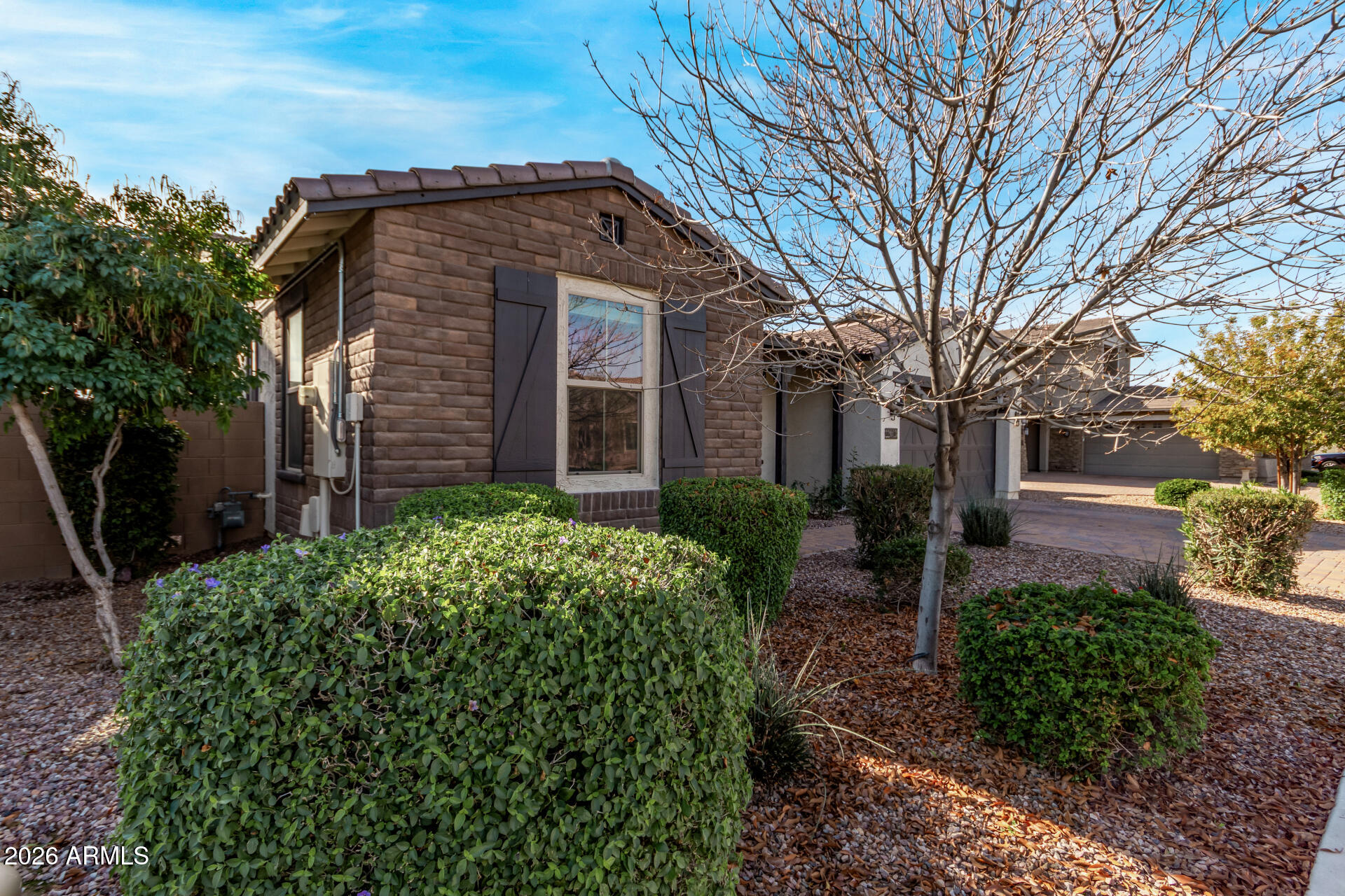 22083 East Camacho Road Queen Creek, AZ 85142 - Photo 3 of 42 a front view of a house with garden