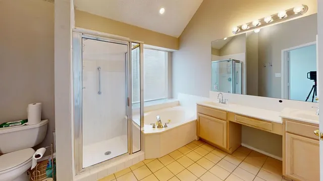 a bathroom with a sink a toilet and mirror