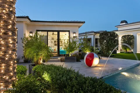 an aerial view of a house