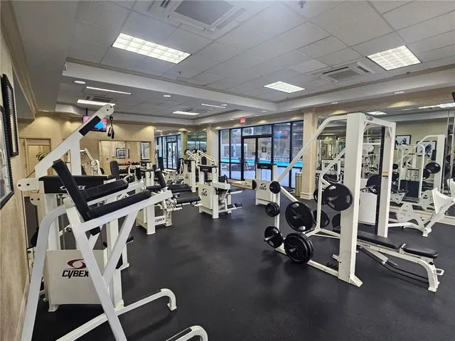 a room with gym equipment