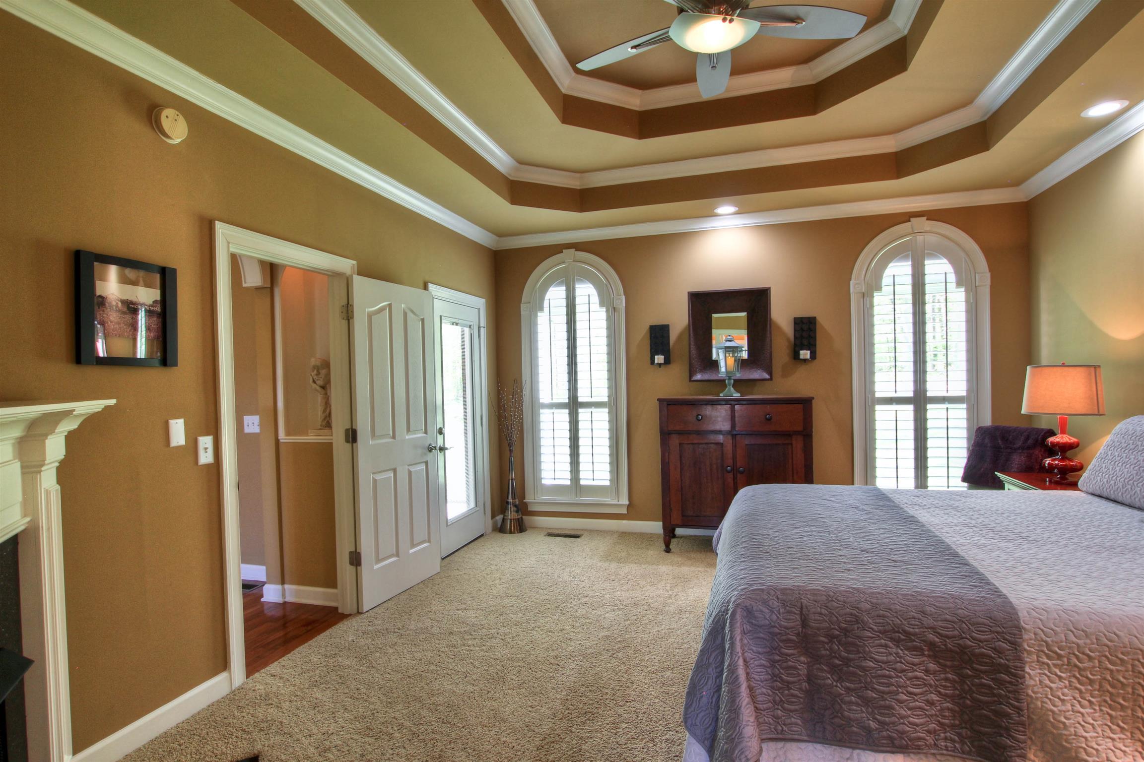 9185 Arnold Road Christiana, TN 37037 - Photo 6 of 30 Downstairs master bedroom has additional fireplace and beautiful trey ceilings.