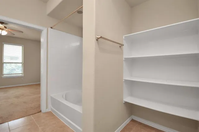 a bathroom with a bathtub