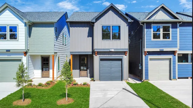 a view of a garden with a slide