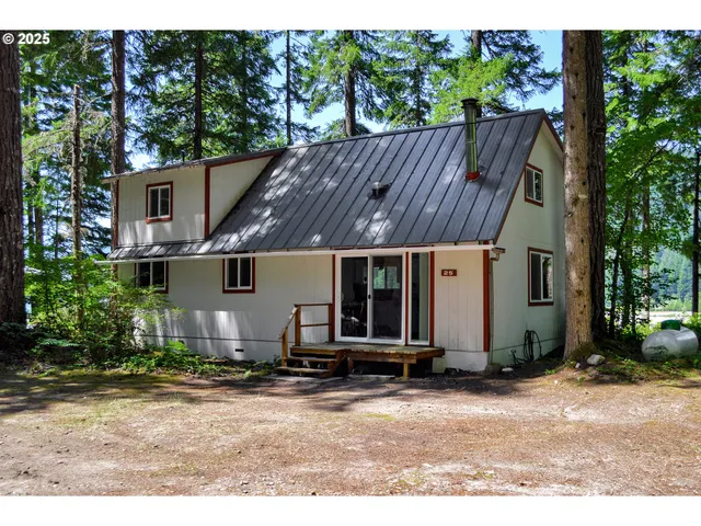 a view of a house with backyard and garden