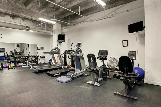 a view of a room with gym equipment