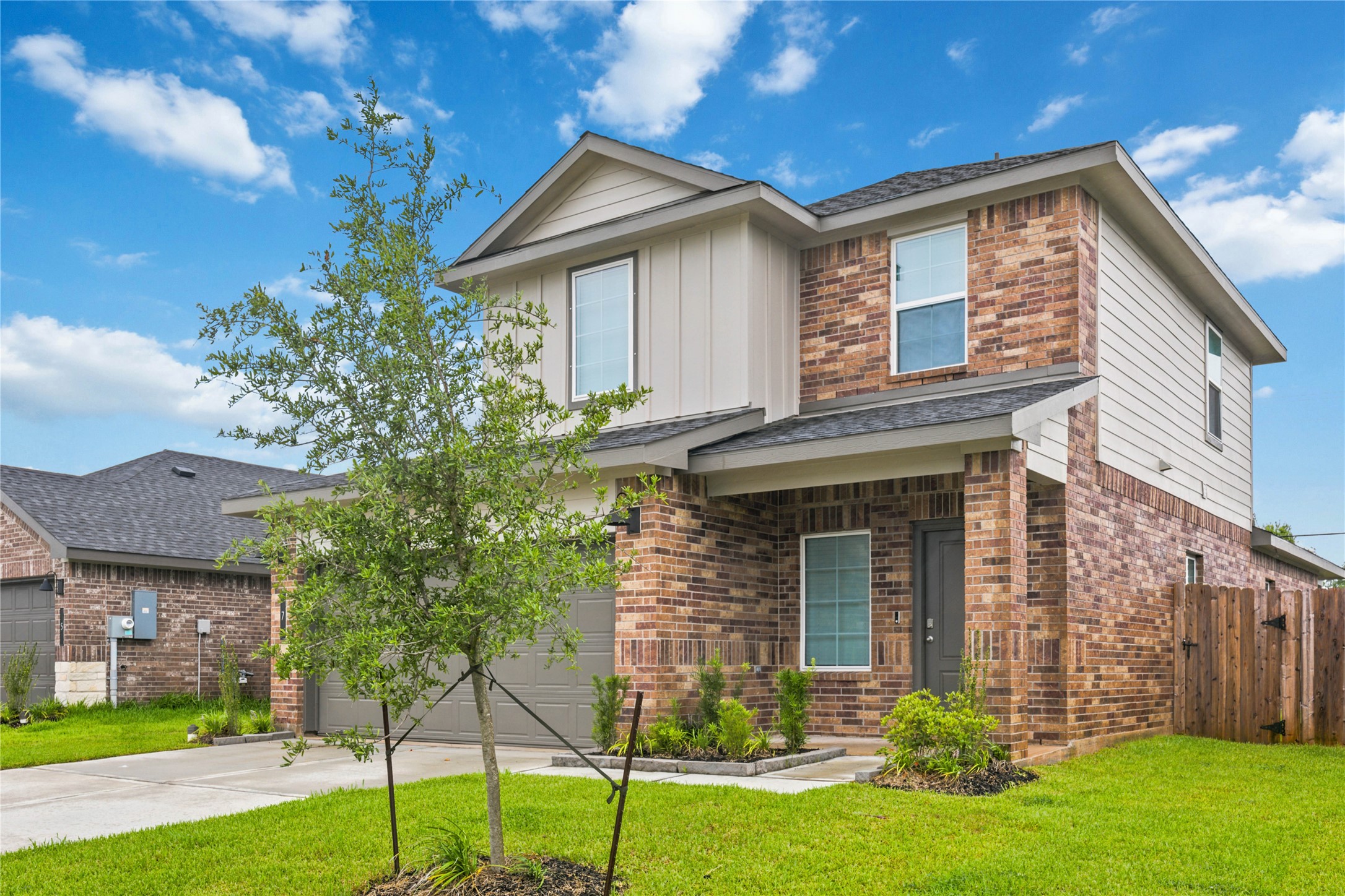 Beautiful 2025 DR Horton home with great curb appeal.