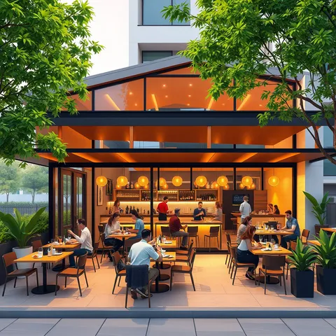 an outdoor view with patio