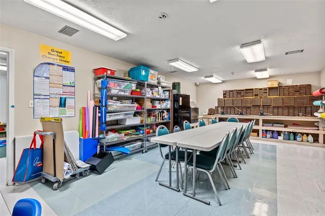 a room with furniture and a garage