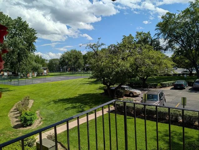 a view of a garden and yard