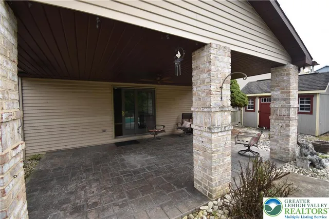 a view of a house with a patio