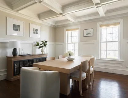 a dinning table and chairs in a room
