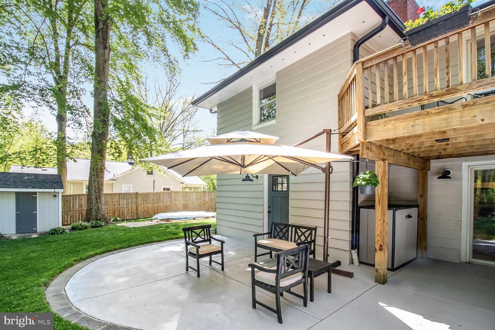 3419 Barkley Drive Fairfax, VA 22031 - Photo 39 of 57 a patio with a table and chairs under an umbrella