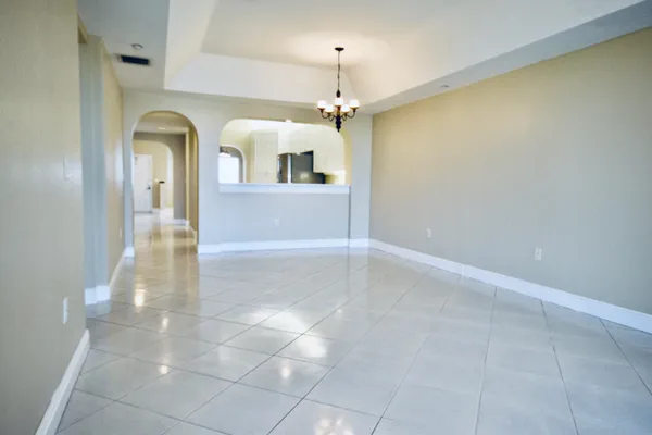 a view of a livingroom with a chandelier