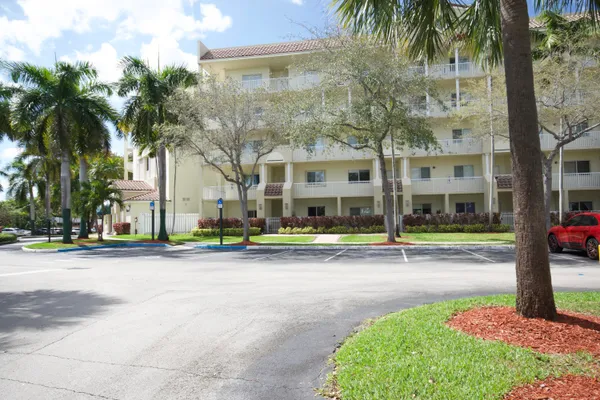 front view of a building with a street