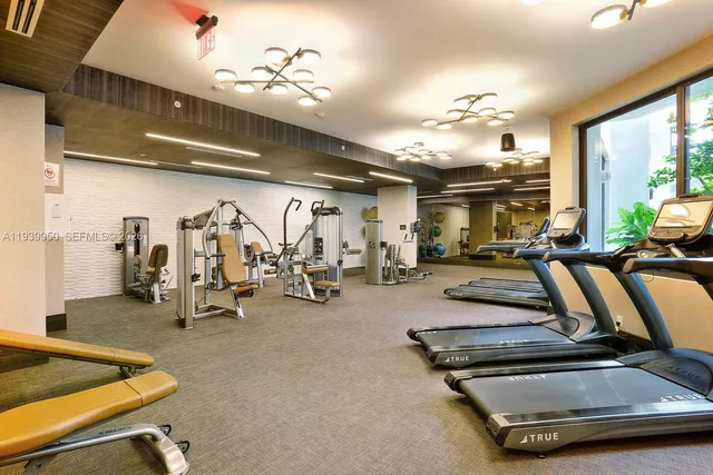 a view of a room with gym equipment