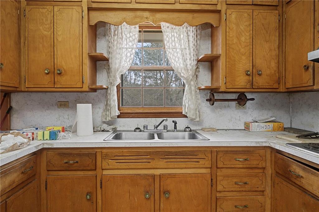 1065 Cartersville Street Ball Ground, GA 30107 - Photo 45 of 51 a kitchen with a sink and cabinets